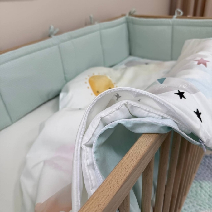 Set lenjerie Patut BebeCopii 6 piese Rainbow unicorn (4)